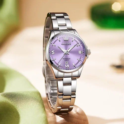 Vista 3 de OLEVS Reloj de lujo para mujer, de lujo, delicado con diamantes para mujer, a la moda, simple y fácil de leer, reloj de mujer con fecha de día