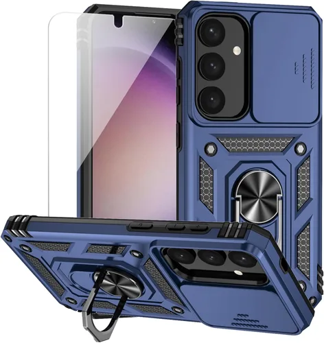 Vista 16 de Funda para Samsung Galaxy S24 con cubierta para lente de cámara, protector de pantalla HD, doble capa de grado militar, probada contra caídas