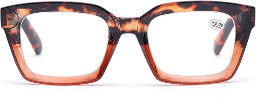 Vista 4 de Lentes de lectura cuadrados estilo retro Oprah, armazón grande y vidrios de 1.96 pulgadas.