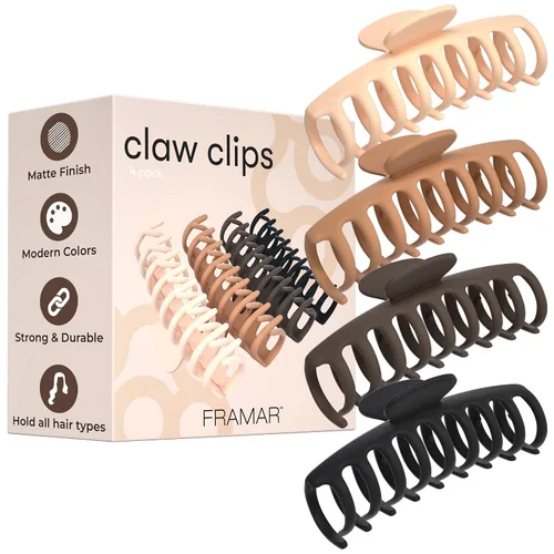Vista 11 de FRAMAR - Pinzas grandes de garra para cabello grueso – Pinza grande para cabello grueso, pinzas grandes para mujeres, pinzas de garra para mujeres