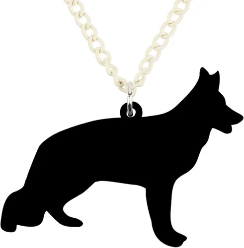 Vista 5 de DOWAY - Collar de acrílico con colgante de pastor alemán, diseño de perro
