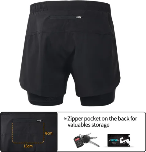 Vista 3 de ARSUXEO - Shorts deportivos para hombre (2 en 1)