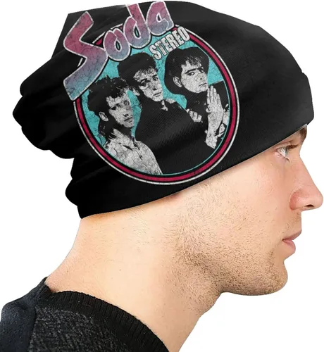 Vista 4 de Soda - Gorro de punto estéreo, cómodo, suave, sin borlas, para otoño, invierno, verano, unisex, color negro, Negro