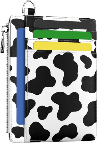Vista 37 de Hancynir Cartera delgada para mujer con soporte para tarjetas de crédito RFID, pequeña mini funda para tarjetas con bolsillo frontal de PU, cartera