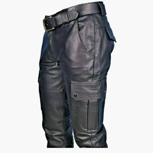 Vista 5 de Pantalones de cuero para hombre, pantalón de motocicleta para motociclistas, motociclistas, deportes, calle, cargo, pantalón de piel sintética