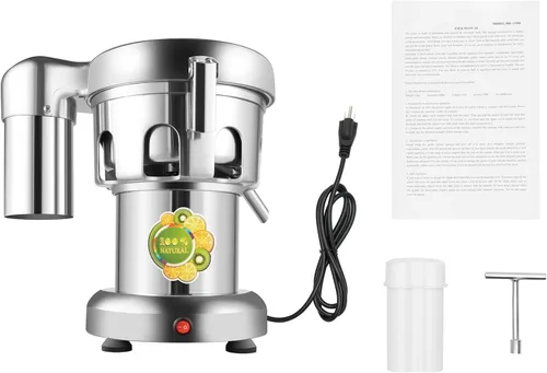 Vista 9 de Extractor de jugo comercial, máquina exprimidora de acero inoxidable de 370 W, fabricante de jugo centrífugo eléctrico con diseño separado