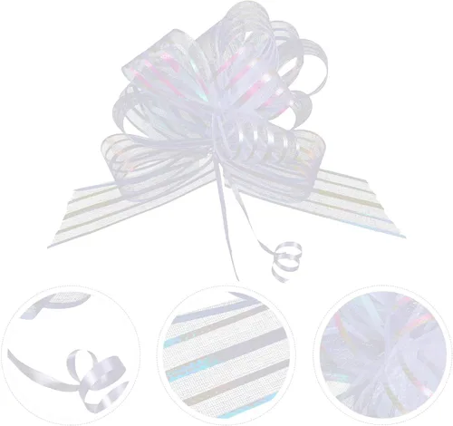 Vista 8 de EXCEART 20 lazos de regalo de organza grandes para envolver regalos, cinta blanca para Navidad, vacaciones, cumpleaños, boda, regalo, floristería