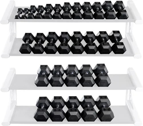 Vista 2 de Mancuernas hexagonales con revestimiento de hule 3 – 100 libras