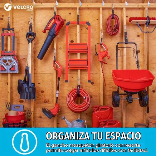 Vista 2 de VELCRO Brand VEL-30196-USA - Correa fácil de colgar con clip de mosquetón para fijar botellas de agua y accesorios a bicicletas, bolsas y más. Negro