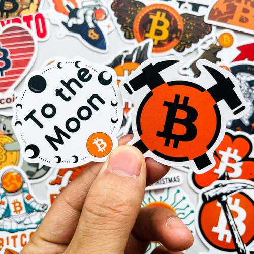 Vista 2 de Paquete de 50 calcomanías Bitcoin Crypto – Calcomanía de criptomoneda para laptop, botella de agua, teléfono, diario, vinilo impermeable, minero
