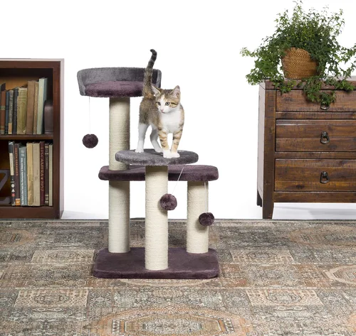 Vista 3 de Prevue Pet Products Kitty Power Paws Play Palace – Torre para gatos interior y condominio con postes rascadores, camas de felpa, plataformas