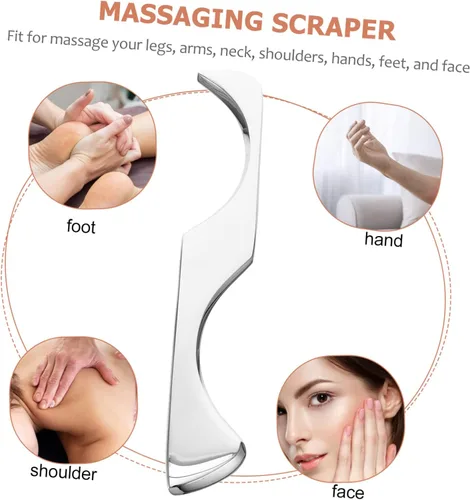 Vista 5 de FOMIYES Cuchillo para fascia de acero inoxidable, raspador de masaje, espátula facial, masajeador facial, raspador de masaje Guasha, herramientas