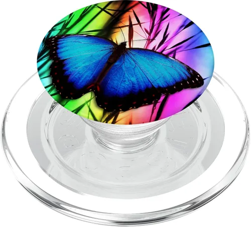 Vista 9 de Soporte para teléfono celular con diseño de mariposa color arcoíris – PopSockets Grip y soporte para teléfonos y tabletas