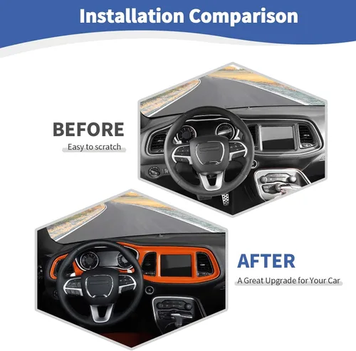 Vista 2 de RT-TCZ para Challenger Cubierta de Panel de Tablero de Consola Central Naranja para Dodge Challenger 2015-2023 Accesorios Interiores Naranjas 4