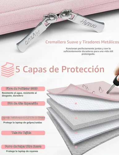 Vista 6 de HYZUO Funda para laptop de 14-15 pulgadas para MacBook Air 15 M5, rosa Rosa pálido