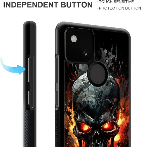 Vista 1792 de Compatible con Google Pixel 4A 5G Mobile Case Creative Acrylic Panel trasero Silicona Protección Grip especialmente diseñado para Google Pixel 4A 5G
