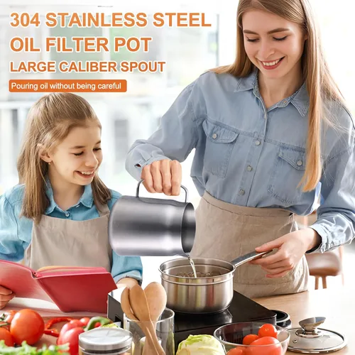 Vista 2 de Freidora de acero inoxidable 304 de 68 onzas con cesta y colador de aceite, 2L Enjoy Crispy Deep Frying, Small Stovetop fry for Kitchen & Camping