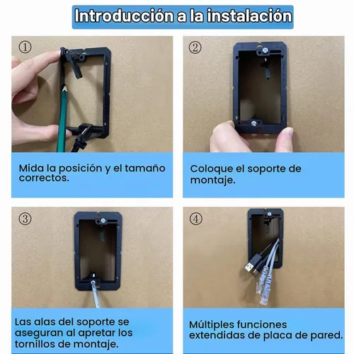 Vista 3 de Paquete de 25 soportes de montaje de bajo voltaje, 1 pandilla, 2 anillos, cables para paneles de yeso que pasan a través de placa de pared, placa