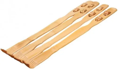 Vista 4 de Rascador de espalda de bambú para cuerpo de madera, masajeador manual de mango largo para cuello y hombro trasero