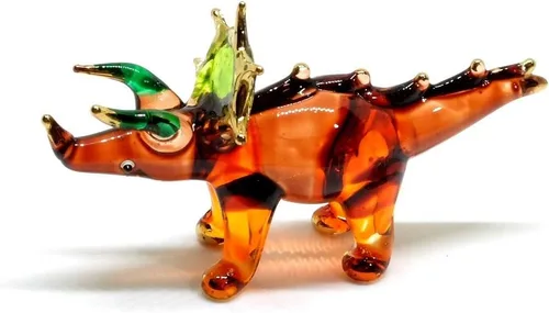 Vista 9 de Mini arte de vidrio soplado hecho a mano de 2.5 pulgadas, figura jurásica de dinosaurio brontosaurio, cosas geniales, animales en miniatura