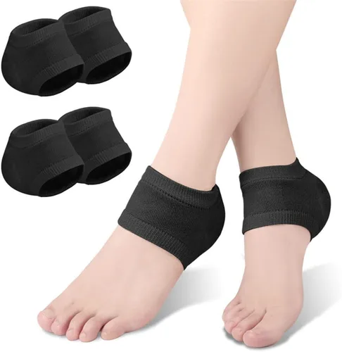 Vista 7 de Calcetines hidratantes para el talón, 2 pares de calcetines de talón suaves forrados de gel para pies secos y ásperos agrietados, calcetines