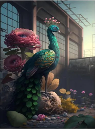 Vista 10 de Kit de pintura de diamantes de bricolaje hermosa pintura de pavo real, pintura de diamante 5D, diamantes de imitación de cristal, hermoso pavo real