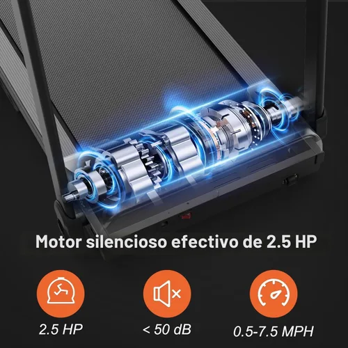 Vista 8 de Caminadora plegable compacta con inclinación para entrenamientos en casa, máquina eléctrica para caminar con 15 programas ajustables, capacidad