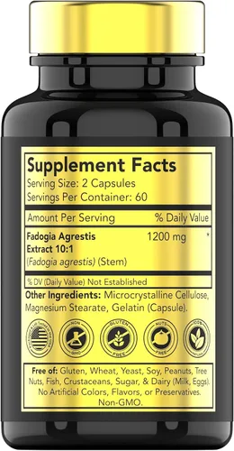 Vista 2 de Fadogia Agrestis: 1200 mg - 120 cápsulas Suplemento de extracto de Fadogia Agrestis ultra potente para hombres Energía, potencia, fuerza