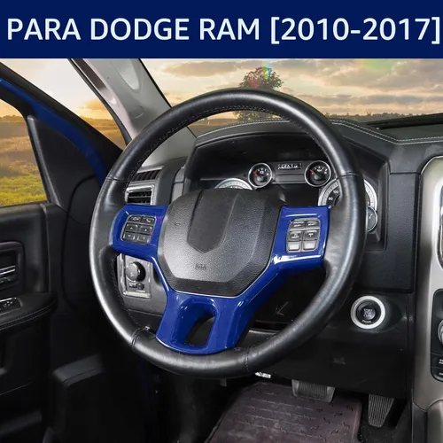 Vista 7 de Hoolcar Funda interior para volante de ABS compatible con accesorios Dodge RAM 2010-2017, color azul