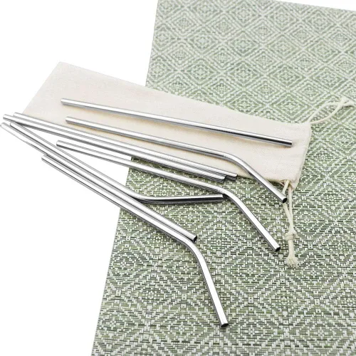 Vista 4 de Pajitas de metal de colores para leche y té, reutilizables, de acero inoxidable 304 con cepillo y bolsa de limpieza