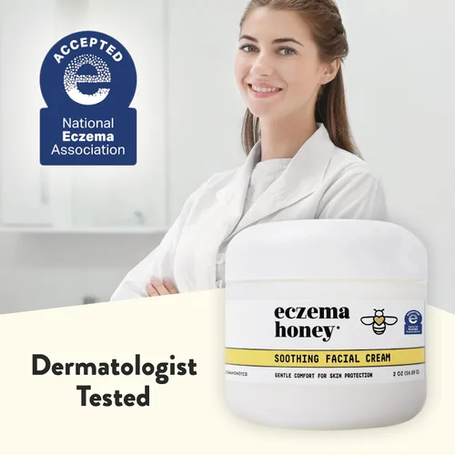 Vista 7 de ECZEMA HONEY Limpiador facial de avena - Crema facial calmante - Paquete para pieles sensibles y secas - Libre de crueldad