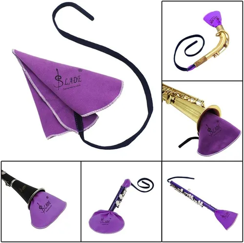 Vista 7 de GOTOTOP Paño de limpieza de saxofón, kit de cuidado de limpieza de saxofón y clarinete, morado, material de terciopelo, sin arañazos, limpiador