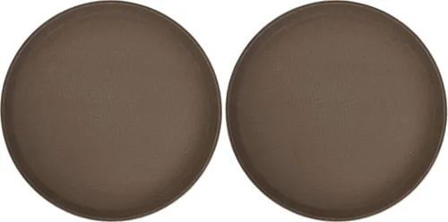 Vista 3 de Winco Bandeja de fibra de vidrio premium de 26" x 22", antideslizante, marrón, ovalada