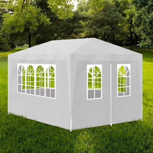 Vista 15 de Toldo desplegable, toldo con paredes laterales, kiosco para parrilla, tienda de campaña de 9 pies 10 pulgadas x 9 pies 10 pulgadas, color blanco