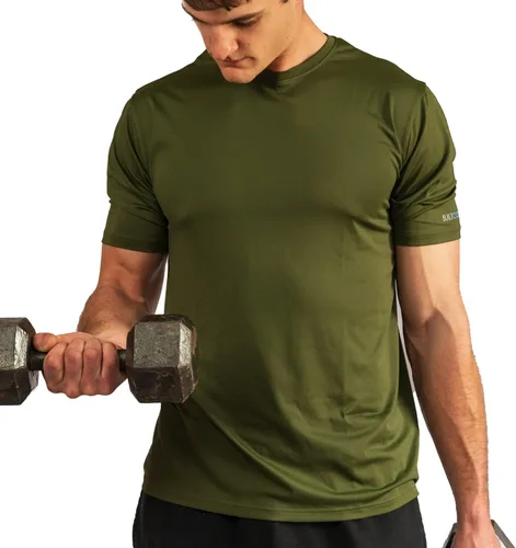 Vista 4 de BuiltCool - Camisa de cuello redondo para hombre, secado rápido, absorción de humedad instantánea, protección solar UPF 50