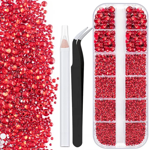 Vista 20 de Dos paquetes de diamantes de imitación de parte trasera plana, 4520 piezas de diamantes de imitación coloridos para arte de uñas, cristal colorido +