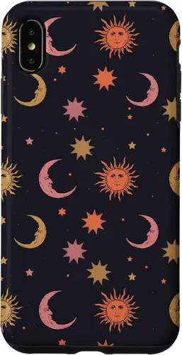 Vista 11 de Funda para iPhone 16 Whimsigoth Aesthetic Hippie Celestial Vintage Half Moon Sun