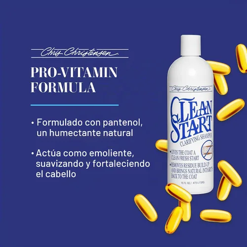 Vista 3 de Chris Christensen Clean Start Champú para Perros, Asequia como un Profesional, Fórmula Profunda de Limpieza con Pro-Vitaminas, Preserva los Aceites