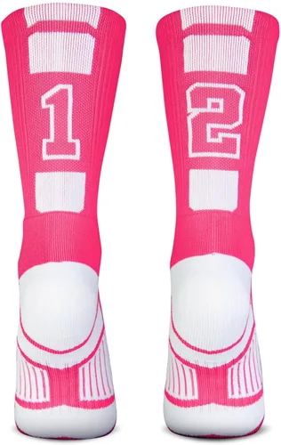 Vista 11 de ChalkTalkSPORTS Calcetines de equipo personalizados - Calcetines con números rosados Elige tu número