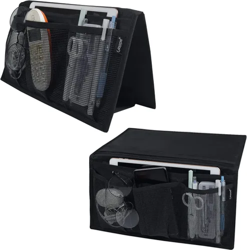 Vista 10 de Gloppie Organizador de mesita de noche, organizador de bolsillos laterales para mesita de noche, organizador de almacenamiento con bolsillo