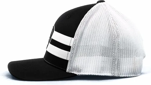 Vista 5 de ARIAT Gorra con logo Snapback Flexfit Shield de rayas negras para hombre, Rayas negras