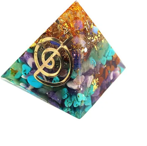 Vista 5 de angwang 10 Uds 2.7 in 7 Chakra Cobre Torre Energía Orgonita Pegatina Flor Vida Árbol Pirámide Resina Epoxi Material Fabricación de Joyas