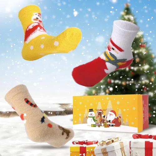 Vista 3 de ICEIVY Calcetines mullidos para mujer, paquete de 5 unidades, gruesos, suaves, cálidos, acogedores, informales, con caja de regalo