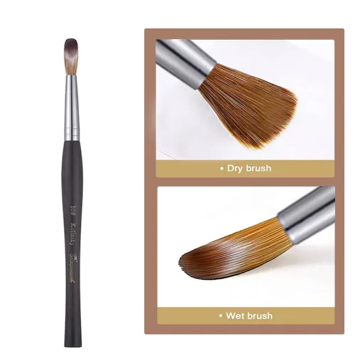 Vista 3 de Kolinsky - Brocha acrílica para uñas, tamaño 10, forma ovalada de cabello Kolinsky para aplicación acrílica, herramienta de manicura profesional