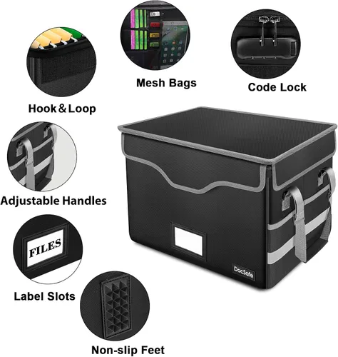 Vista 8 de DocSafe Bolsa organizadora de archivos, juego de caja de documentos ignífuga con cerradura