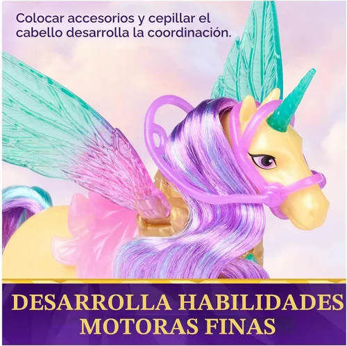 Vista 7 de Unicorn Academy, Wing Magic Ava & Leaf, muñeca posable de 4.5 pulgadas y unicornio de 5 pulgadas con alas, 4 accesorios, muñecas y juguetes