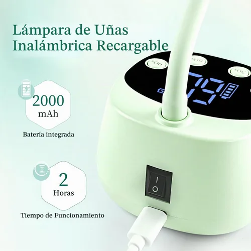 Vista 2 de JODSONE Lámpara de uñas UV de curado rápido, lámpara de cuello de cisne portátil y flexible con diseño ajustable de 360°, secadora LED recargable