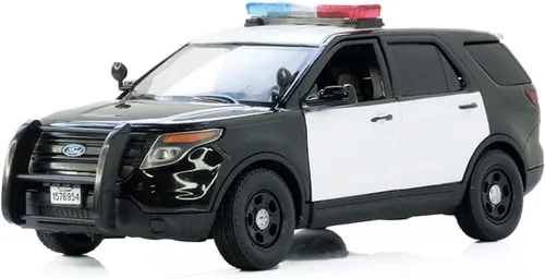 Vista 4 de Motormax 79536 2015 Ford Police Interceptor Utility Negro y Blanco con barra de luz intermitente, luces delanteras y traseras y 2 sonidos 1/24