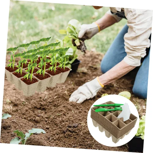 Vista 3 de Yardwe Juego de macetas de vivero para horticultura Suculentas Suelo Inicio Planta Invernadero titular de plantas desechables Traje floral