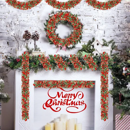 Vista 6 de Guirnalda de Oropel de Navidad de 50 Pies, Guirnalda de Oropel Gruesa, Decoraciones para Árbol de Navidad, Guirnalda Metálica Trenzada de Oropel Mix3